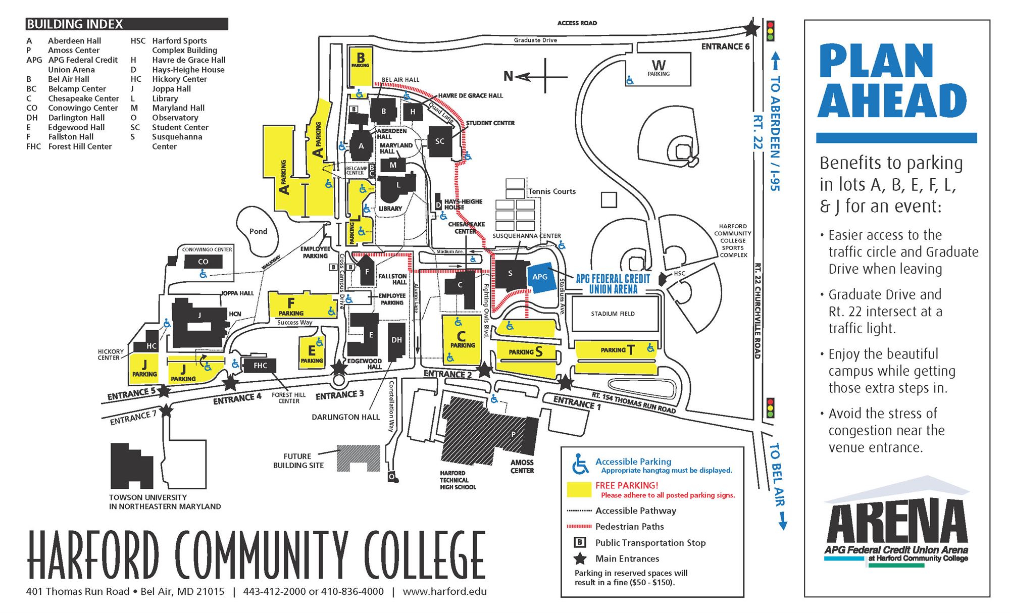 harford community college campus map Parking Map Apg Federal Credit Union Arena harford community college campus map